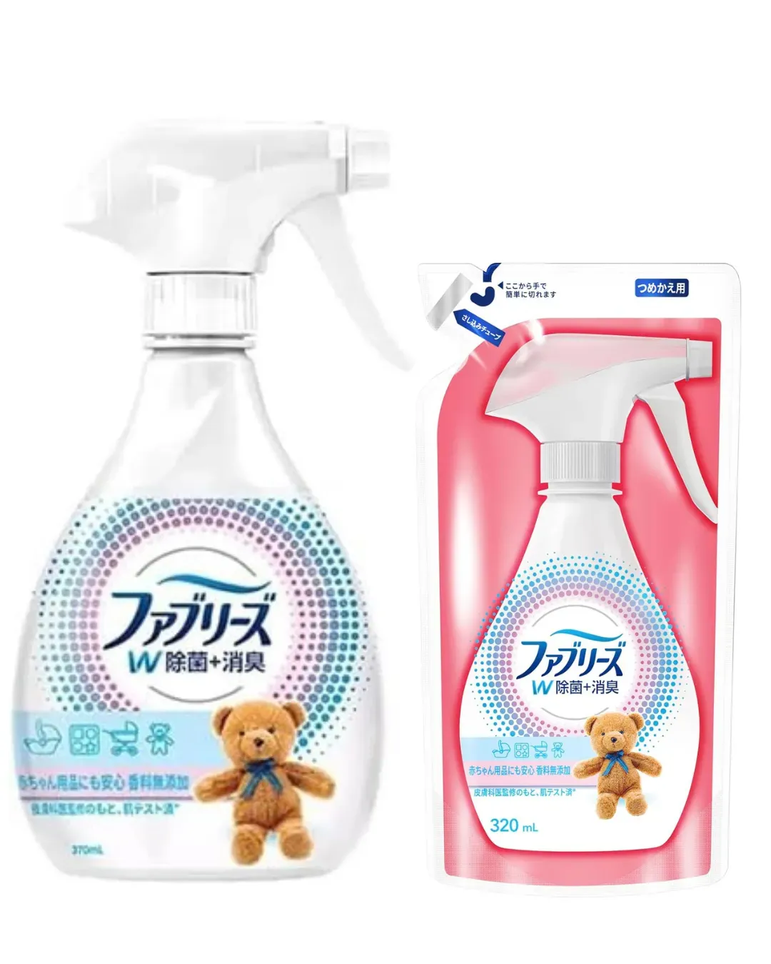 Febreze Fabric Deodorizing Spray, Fragrance Free, 370 ml + Refill, 320ml